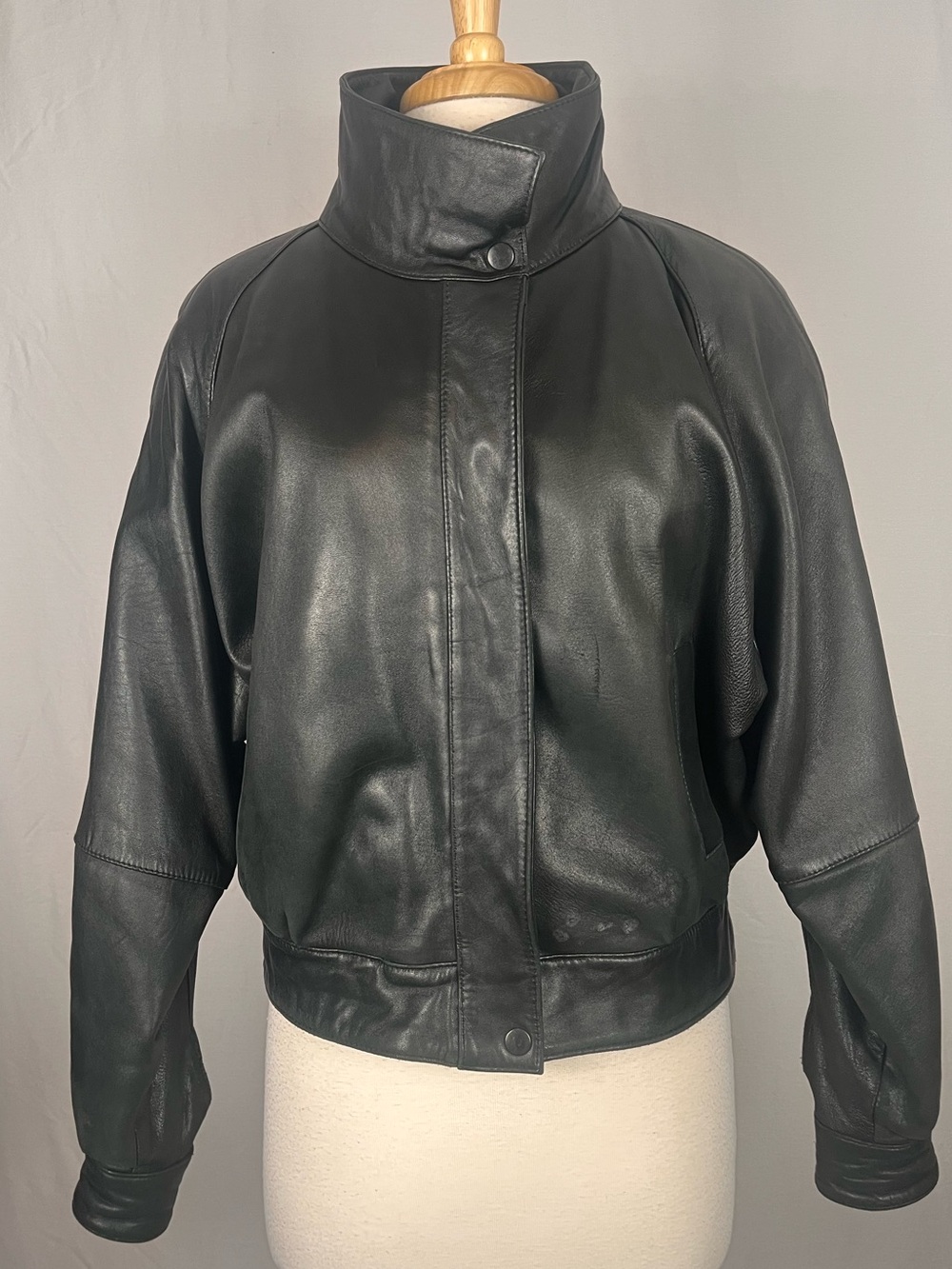 Vintage Georgetown Leather Womens Black Bomber Biker Jacket Size Small 80s 90s